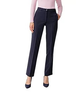 Spodnie damskie - Damart Damskie spodnie Pantalon City Droit Perfect Fit klasyczne spodnie, niebieski (Marine 08130), 28W x 32L - grafika 1