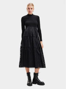Desigual Sukienka codzienna 23WWVWAD Czarny Regular Fit - Sukienki - miniaturka - grafika 1