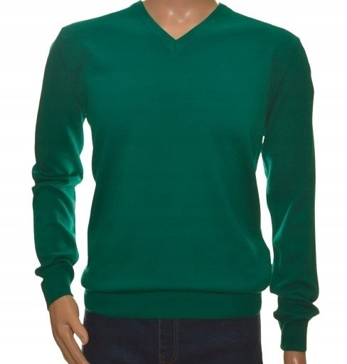 Sweter męski z kaszmiru i wełny merynosów kaszmirowy XL wiosenna zieleń 244