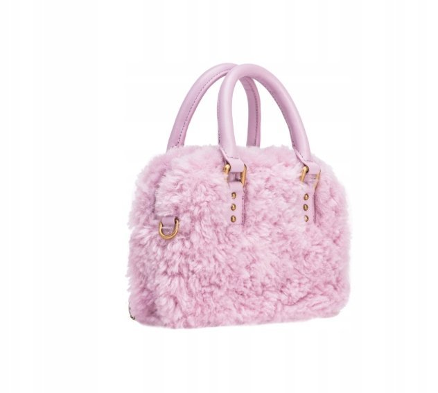 PINKO KLASYCZNA TOREBKA Z RĄCZKĄ RÓŻOWA FUTRZANA 20x15x8 16AA