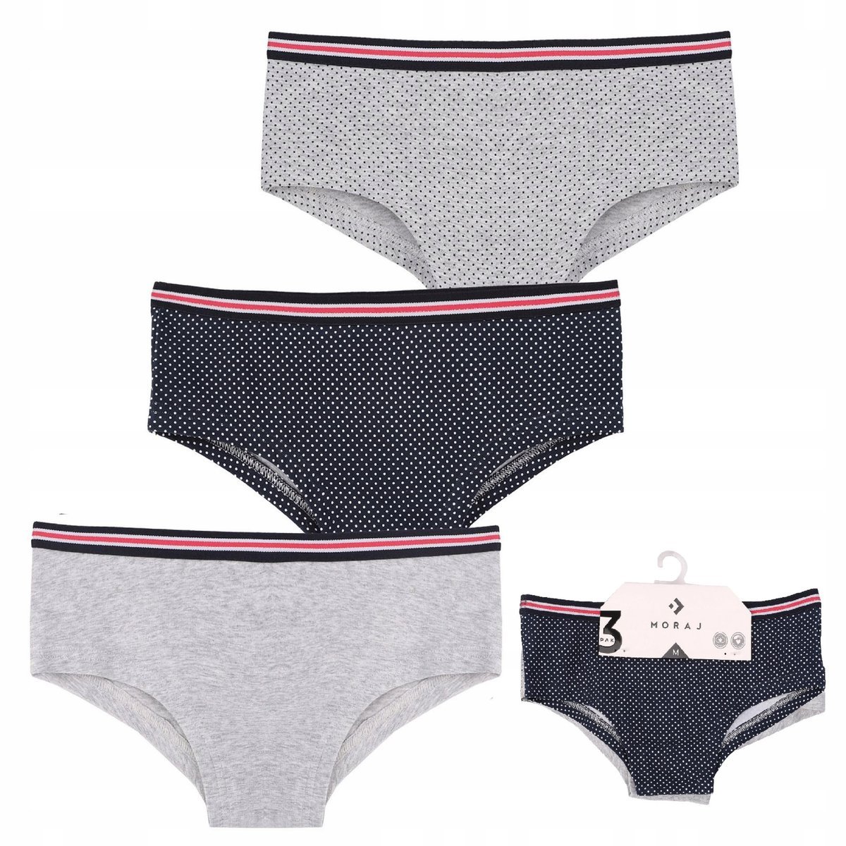 Majtki Figi Damskie Hipstery Bawełna 3 Szt S MORAJ
