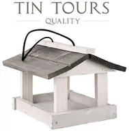 Karmniki dla ptaków - BIAŁY DREWNIANY KARMNIK DLA PTAKÓW 23x22x18 cm - miniaturka - grafika 1