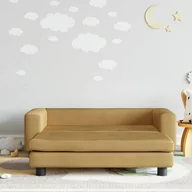 Meble do sypialni - vidaXL Sofa dziecięca z podnóżkiem, brązowa, 100x50x30 cm, aksamit - miniaturka - grafika 1