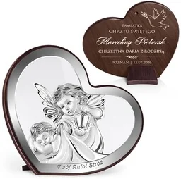 Obrazek w kształcie serca z nadrukiem na roczek chrzest - Pamiątka Chrztu Świętego - miniaturka - grafika 1