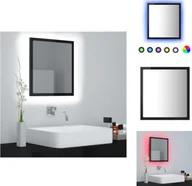 Lustra - vidaXL Lustro łazienkowe LED czarny połysk 40x8,5x37 cm akrylowe - Umywalki łazienkowe - miniaturka - grafika 1