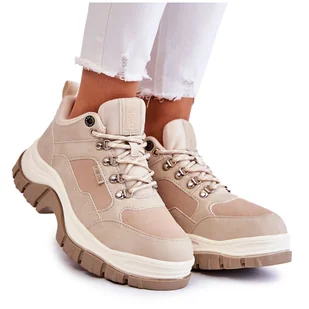 Damskie Buty Trekkingowe Trapery Memory Foam Big Star KK274363 Beżowe beżowy - Buty trekkingowe damskie - miniaturka - grafika 1