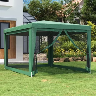 Namiot imprezowy z 4 ścianami z siatki, zielony, 3x4 m, HDPE - Pawilony ogrodowe - miniaturka - grafika 1