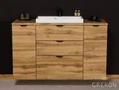 Szafki łazienkowe - Szafka łazienkowa z umywalką nablatową dąb naturalny 120 cm Victa Gante - miniaturka - grafika 1