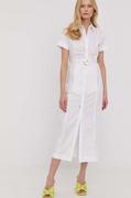 Sukienki - Patrizia Pepe sukienka bawełniana kolor biały midi rozkloszowana - miniaturka - grafika 1