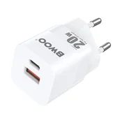 Ładowarki do telefonów - BWOO ładowarka sieciowa PD CDA156 2x USB-C 1x USB 20W biała - miniaturka - grafika 1