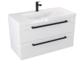 Szafki łazienkowe - Szafka Wisząca Z Umywalką ATH 80 cm - Biały Mat - Uchwyty Czarne Matowe - miniaturka - grafika 1