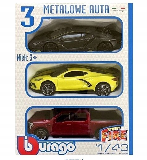 Burago 3 metalowe auta 1:43