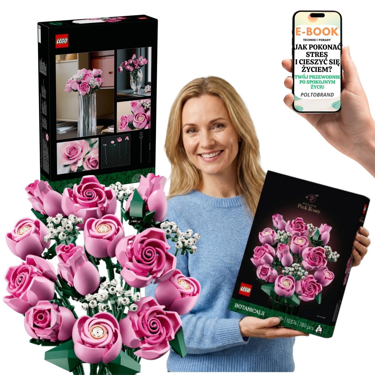 LEGO KWIATY RÓŻE 10374 Bukiet LEGO Botanicals Prezent Dla Żony Dziewczyny Mamy + E-BOOK-1