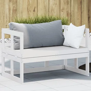 vidaXL Rozkładana sofa ogrodowa 2 w 1 biała z litego drewna sosnowego - Sofy ogrodowe - miniaturka - grafika 1