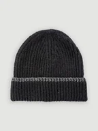 Czapki damskie - Czarna czapka ze srebrną nicią - miniaturka - grafika 1