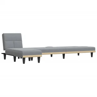 Sofa rozkładana L, jasnoszara, 255x140x70 cm, tkanina Lumarko! - Narożniki - miniaturka - grafika 5