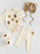 Komplety dla niemowląt - Reserved - Dzianinowy komplet z wiskozą - złamana biel - miniaturka - grafika 1