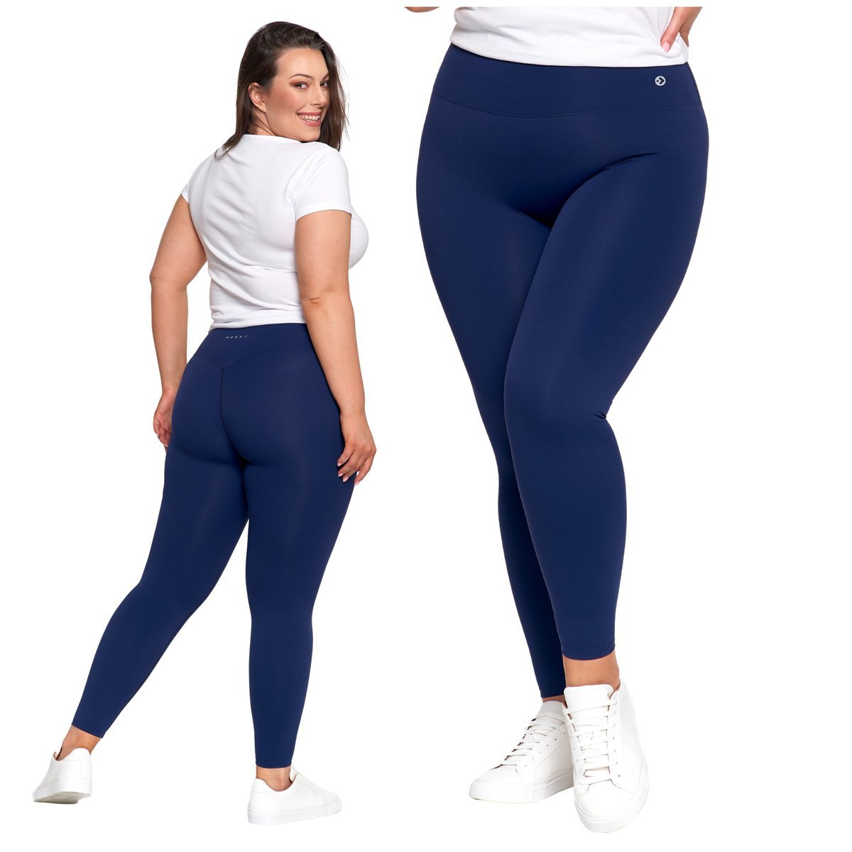 SPORTOWE LEGGINSY DAMSKIE WYSOKI STAN GŁADKIE KRYJĄCE MODELUJĄCE MORAJ L