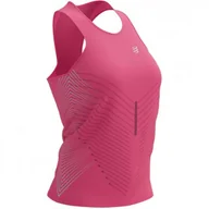 Koszulki sportowe damskie - COMPRESSPORT Koszulka biegowa damska  PERFORMANCE SINGLET hot pink/aqua - miniaturka - grafika 1
