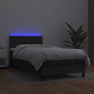 Lumarko Łóżko kontynentalne z materacem i LED czarna ekoskóra 80x200 cm - Łóżka Lumarko Łóżko kontynentalne z materacem i LED czarna ekoskóra 80x200 cm - Łóżka - miniaturka - grafika 4