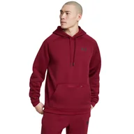 Bluzy sportowe męskie - Męska bluza treningowa z kapturem Under Armour UA Armour Fleece Pro Kanga Hd - czerwona - UNDER ARMOUR - miniaturka - grafika 1