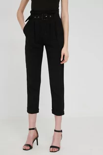 Spodnie damskie - Answear Lab Lab spodnie z lnem damskie kolor czarny proste high waist - grafika 1