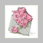 Pasmanteria - Haft krzyżykowy - Zestaw do haftu - Kartka - Koperta z różami - miniaturka - grafika 1