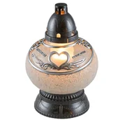 Lampiony i znicze - Znicz witraż Kulka serce biały - miniaturka - grafika 1