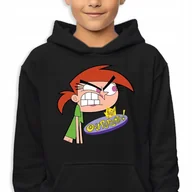 Bluzy dla dziewczynek - Bluza Dziecięca Z Kapturem Czarna Vicky Wróżkowie Chrzestni 140 Cm Wzory - miniaturka - grafika 1