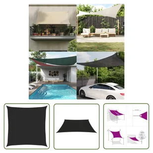 The Living Store Żagiel przeciwsłoneczny - 160 g/m² - czarny - 4x4 m - HDPE - Żagiel Ogrodowy - Parasole ogrodowe - miniaturka - grafika 1