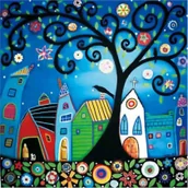 Malowanie po numerach - Norimpex Diamentowa mozaika Mandala 7D Bajkowe miasteczko 30x30cm 1006570 - miniaturka - grafika 1