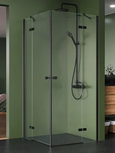 New Trendy Kabina prysznicowa Kalibra 2D drzwi podwójne uchylne kolor czarny mat 90x100 cm K-5102 - Kabiny prysznicowe - miniaturka - grafika 1