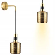 Lampy ścienne - Elegancka Złota/czarna Lampa Ścienna Kinkiet Metalowa Klosz Nowoczesna E27 - miniaturka - grafika 1