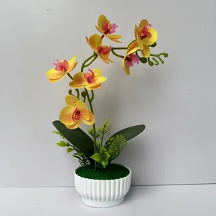 TEMU Jedna doniczka z orkideą - Sztuczna roślina do dekoracji domu i półki książek w salonie - Dekoracyjny ornament i wyświetlacz okienny, odpowiedni - Sztuczne kwiaty - miniaturka - grafika 1