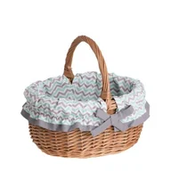 Torby i wózki na zakupy - Kosz na zakupy z wikliny eko torba wiklinowy kosz na grzyby obszyty 42x34 H23/36 cm - miniaturka - grafika 1
