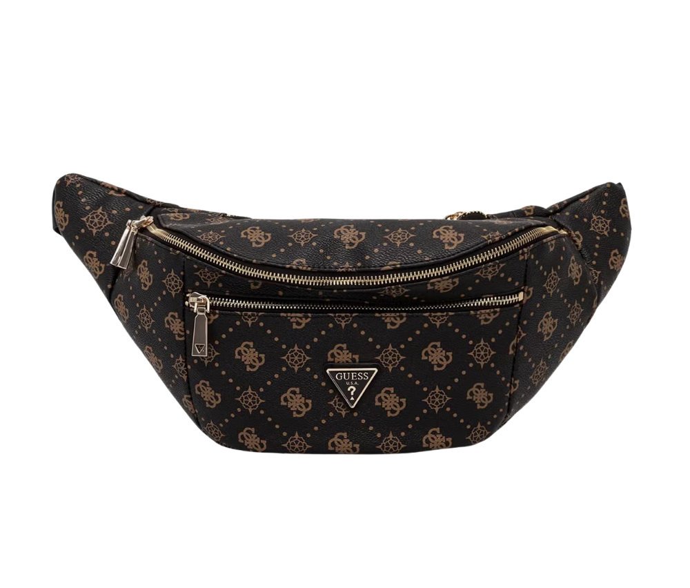 GUESS Brązowa nerka męska w monogram Silia Belt Bag