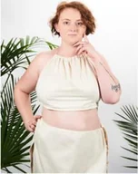 Bielizna sportowa damska - Biustonosz na saunę XXL w 100% naturalna bawełna Yeye Ecru XXL - miniaturka - grafika 1