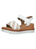 Sandały damskie - Gabor Skórzane sandały w kolorze biało-jasnoróżowym na koturnie - miniaturka - grafika 1