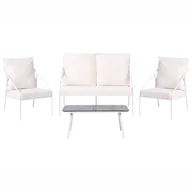 Meble ogrodowe - Beliani zestaw ogrodowy ze stolikiem dla 4 osób USTICA Metal Biały - miniaturka - grafika 1