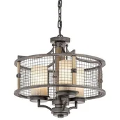 Lampy sufitowe - Salonowy żyrandol vintage CGIRWOOD3 na łańcuchu brązowy - miniaturka - grafika 1