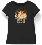 Koszulki i topy damskie - Koszulka damska na 75 urodziny 1950 najlepszy rocznik czarna XL - miniaturka - grafika 1