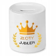 Skarbonki - DLA JUBILERA PREZENT SKARBONKA ZŁOTY JUBILER z Nadrukiem ze Zdjęciem z Nadr + Opakowanie na prezent (wzór 02) - miniaturka - grafika 1
