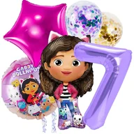 Balony i akcesoria - Zestaw balonów urodziny KOCI DOMEK GABI cyfra 100cm - 7 - miniaturka - grafika 1