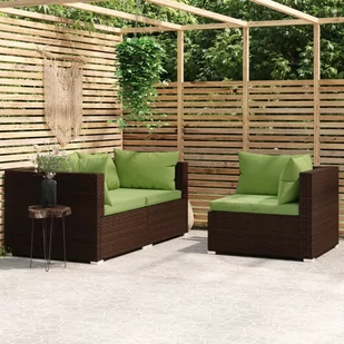 3-cz. zestaw wypoczynkowy do ogrodu, poduszki, rattan PE, brąz - Sofy ogrodowe - miniaturka - grafika 1