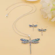 Inne - Elegancki i seksowny naszyjnik z wisiorkiem w kształcie ważki ze stopu cynku z intarsją z perłowej, do codziennego użytku i na wakacje - miniaturka - grafika 1