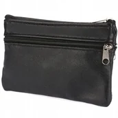 Etui na klucze - Etui Na Klucze Skórzane Duże Trzykomorowe Kluczówka Czarna L78 : Kolory - Czarny - miniaturka - grafika 1