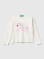 Swetry damskie - Benetton Sweter w kolorze białym - miniaturka - grafika 1