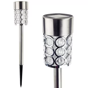 Lampka Solarna Wbijana Glamour Srebrna Kryształki - Lampy ogrodowe - miniaturka - grafika 1