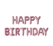 Balony i akcesoria - Baner foliowy napis "HAPPY BIRTHDAY", różowy 16" - miniaturka - grafika 1