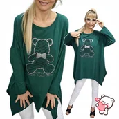Bluzki damskie - TUNIKA DAMSKA MISIU cyrkonie błyszcząca wygodna dłuższa bluza 54 56 7XL 8XL - miniaturka - grafika 1